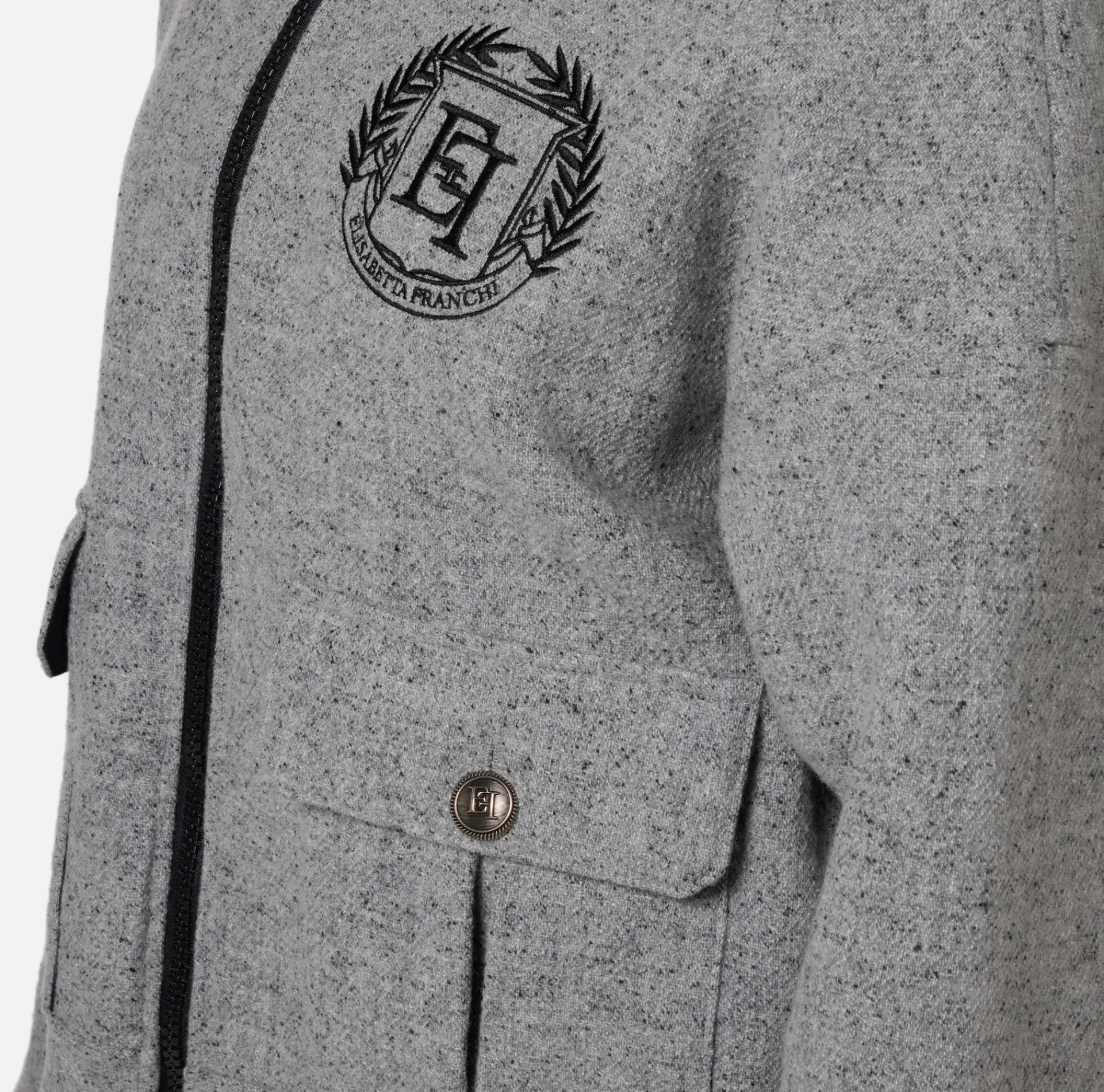 Elisabetta Franchi Coats And Jackets|Cloth fabric jacket with hood HeatherGrey