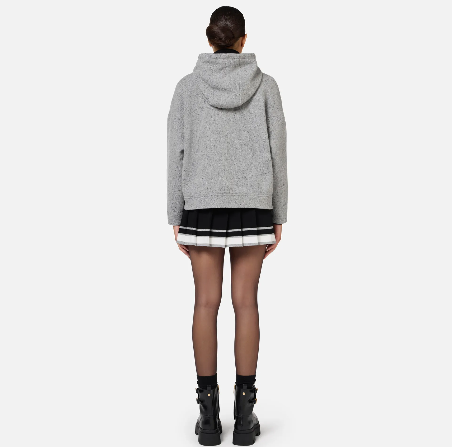 Elisabetta Franchi Coats And Jackets|Cloth fabric jacket with hood HeatherGrey