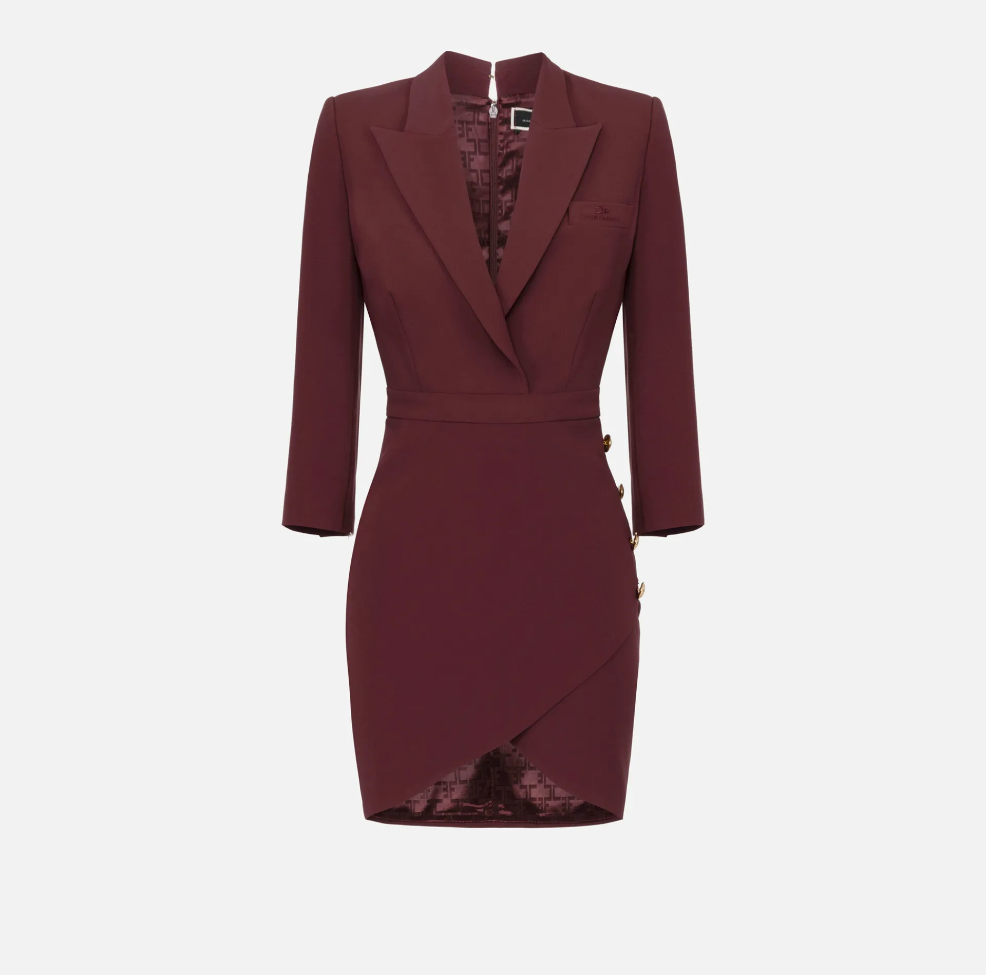 Elisabetta Franchi Mini Dresses|Dresses|Coat dress in crêpe fabric with buttons on the side RougeNoir
