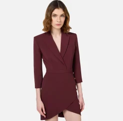 Elisabetta Franchi Mini Dresses|Dresses|Coat dress in crêpe fabric with buttons on the side RougeNoir