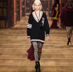 Elisabetta Franchi Mini Dresses|Knitted Dresses|College-style wool mini-dress Black/Butter