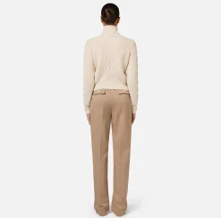 Elisabetta Franchi Knitwear And Sweatshirts|College-style wool turtleneck top Butter/RougeNoir