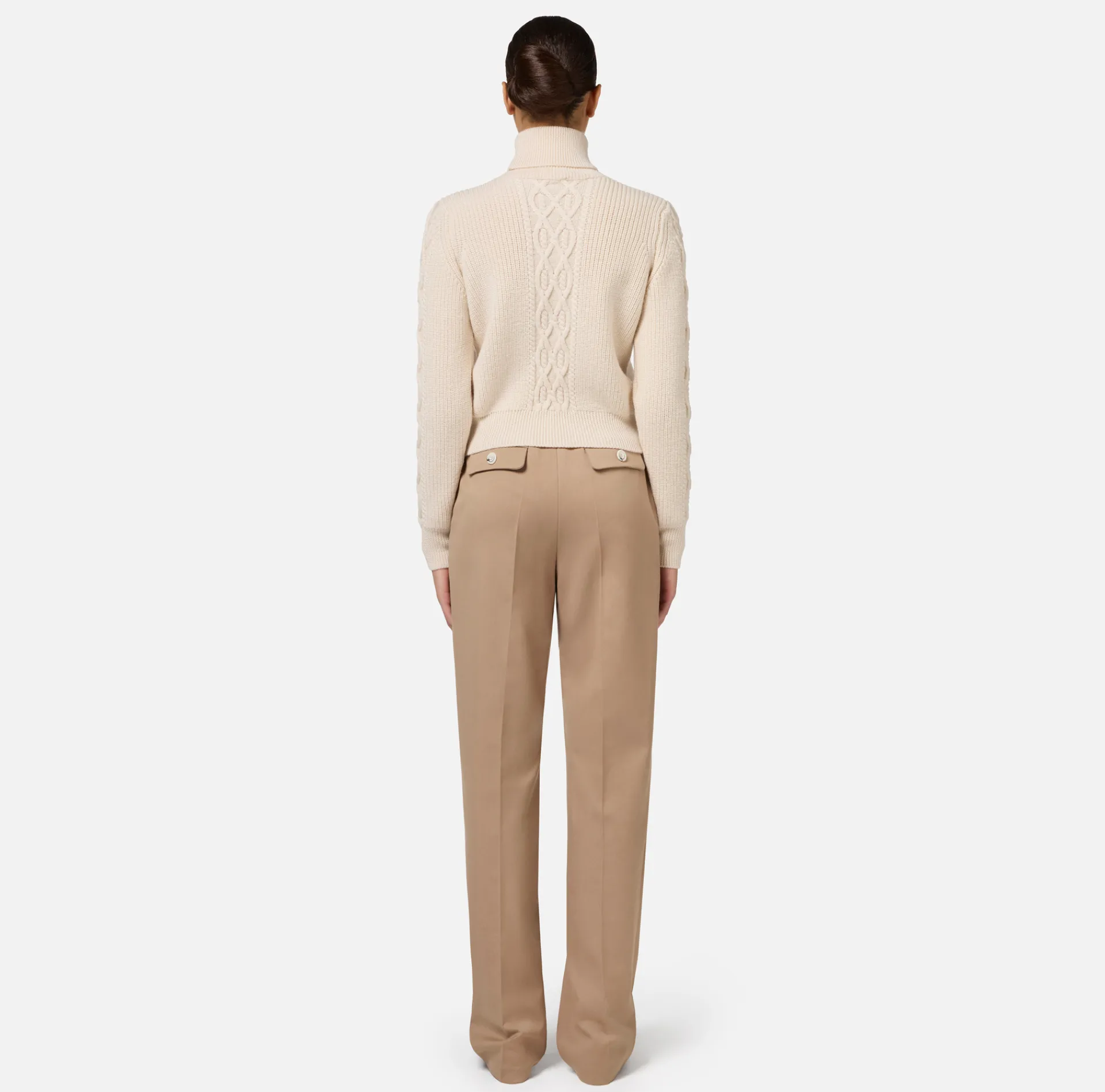 Elisabetta Franchi Knitwear And Sweatshirts|College-style wool turtleneck top Butter/RougeNoir