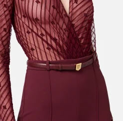 Elisabetta Franchi Jumpsuits|Combined jumpsuit in flocked tulle with diagonal pattern RougeNoir