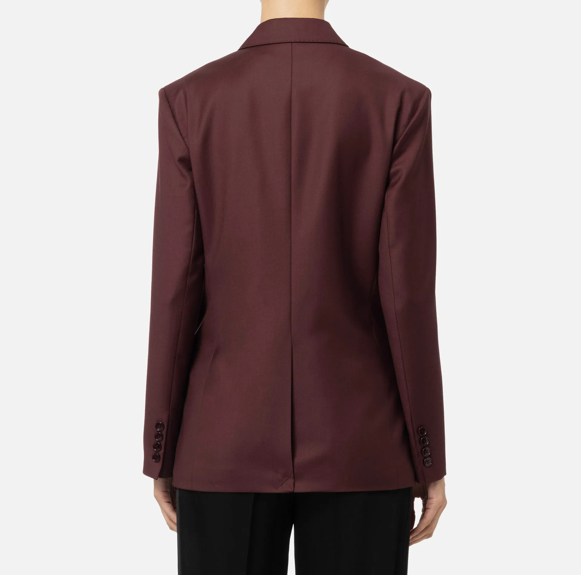 Elisabetta Franchi Jackets And Trench Coats|Cool wool double-breasted jacket with patch RougeNoir
