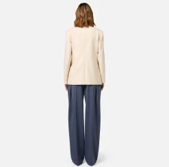 Elisabetta Franchi Jackets And Trench Coats|Cool wool double-breasted jacket with patch
