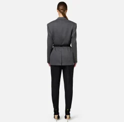 Elisabetta Franchi Jackets And Trench Coats|Tailleur|Cool wool jacket with belt