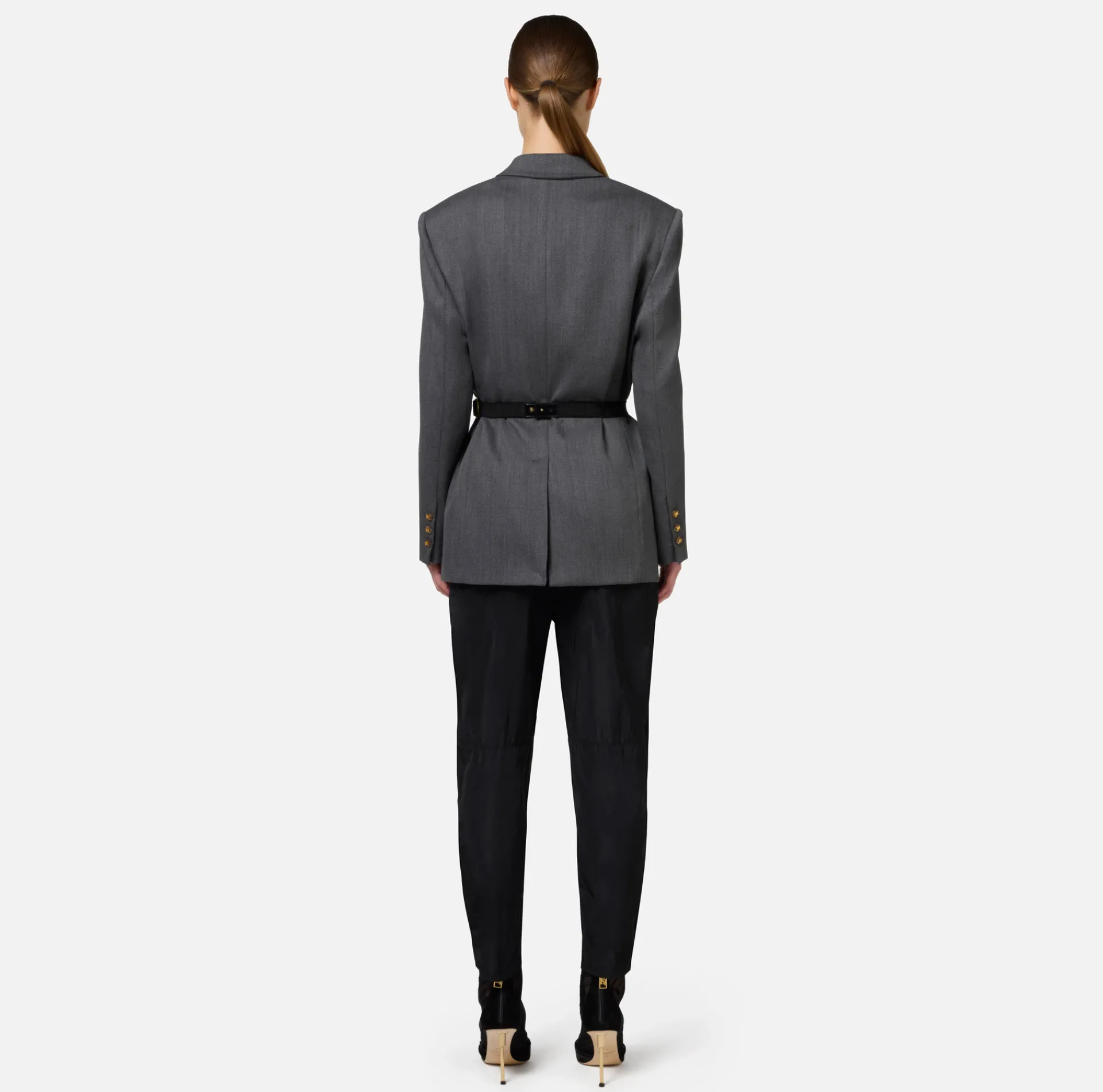 Elisabetta Franchi Jackets And Trench Coats|Tailleur|Cool wool jacket with belt