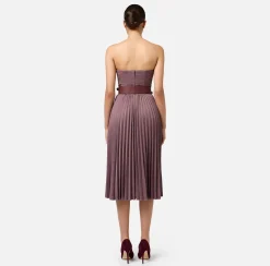 Elisabetta Franchi Midi Dresses|Dresses|Cool wool melange midi dress with pleated skirt and belt RougeNoir