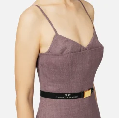 Elisabetta Franchi Mini Dresses|Dresses|Cool wool melange mini-dress with belt RougeNoir