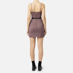 Elisabetta Franchi Mini Dresses|Dresses|Cool wool melange mini-dress with belt RougeNoir