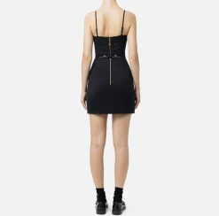 Elisabetta Franchi Mini Dresses|Dresses|Cool wool melange mini-dress with belt Black