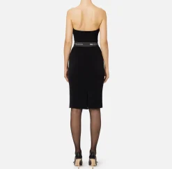 Elisabetta Franchi Dresses|Midi Dresses|Cool wool midi dress with belt Black