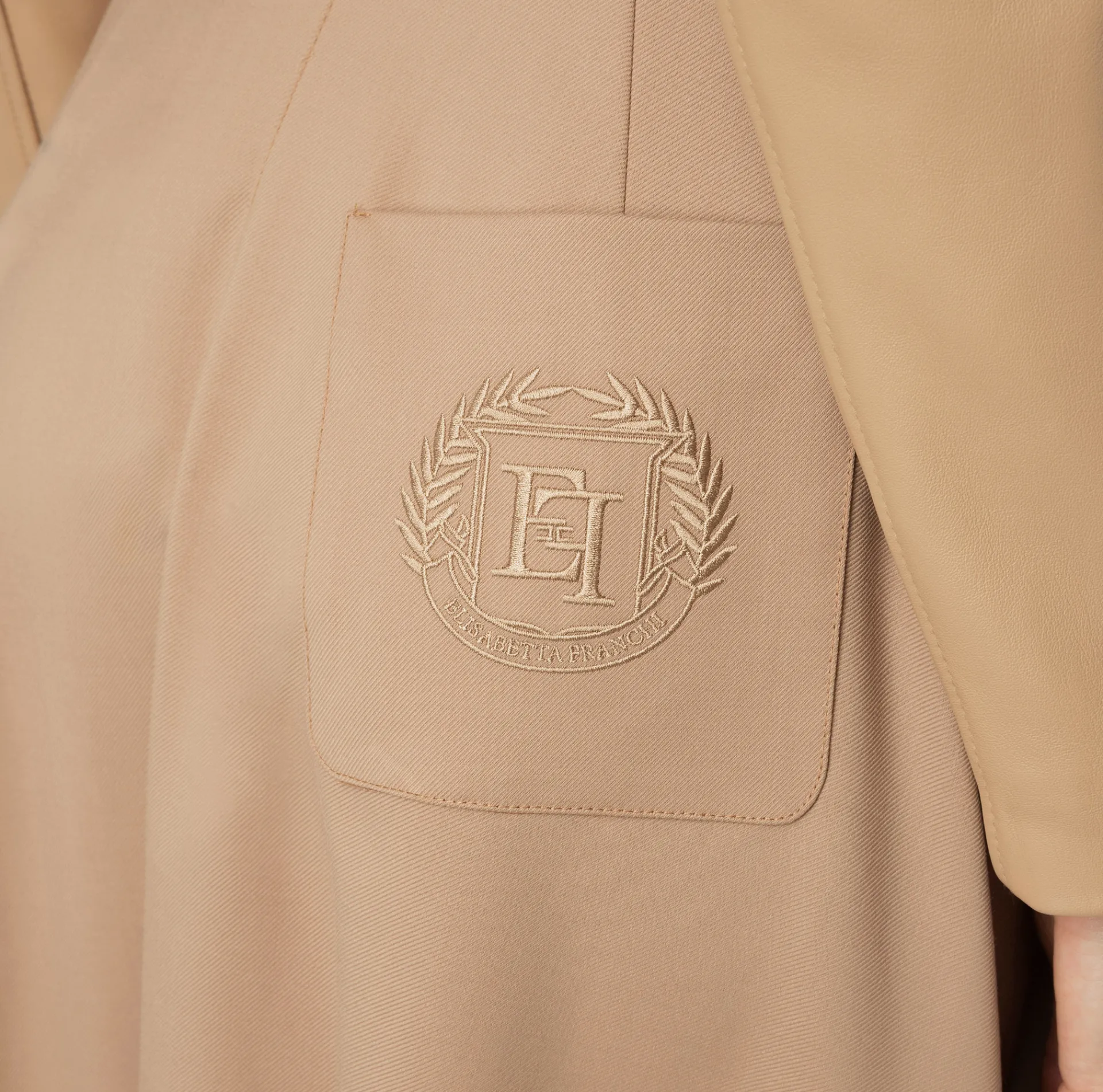 Elisabetta Franchi Skirts|Cool wool midi skirt with emblem embroidery Camel