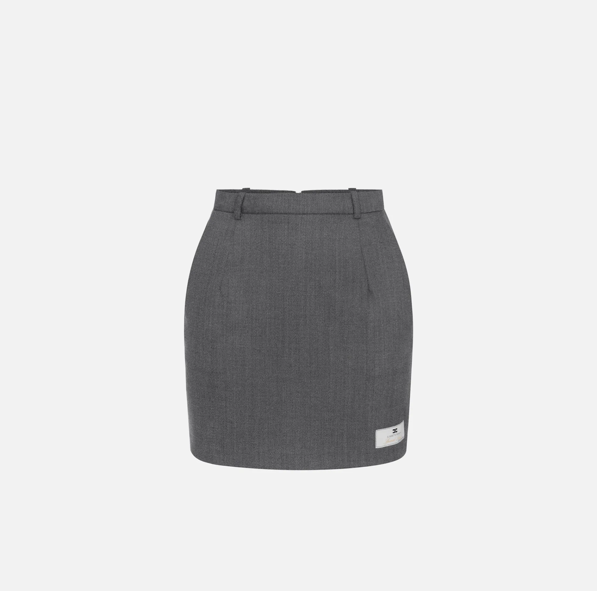 Elisabetta Franchi Tailleur|Skirts|Cool wool miniskirt with jacquard label