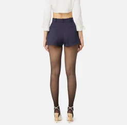 Elisabetta Franchi Trousers And Shorts|Cool wool shorts with visible pocket lining Navy