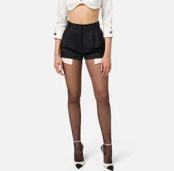 Elisabetta Franchi Trousers And Shorts|Cool wool shorts with visible pocket lining Black