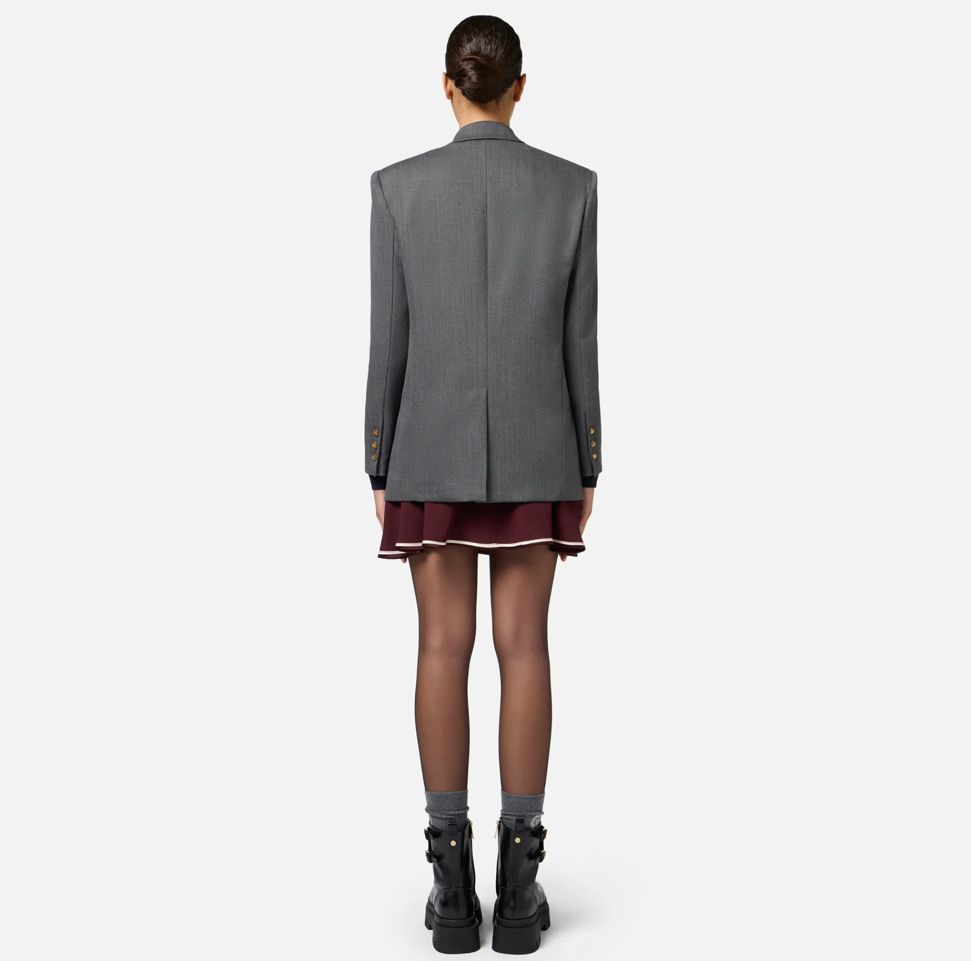 Elisabetta Franchi Jackets And Trench Coats|Cool wool single-breasted jacket with patch