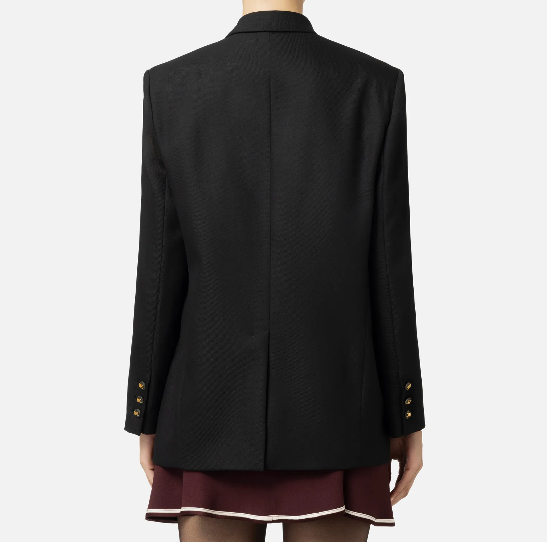 Elisabetta Franchi Jackets And Trench Coats|Cool wool single-breasted jacket with patch Black