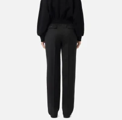 Elisabetta Franchi Trousers And Shorts|Tailleur|Cool wool trousers with darts Black