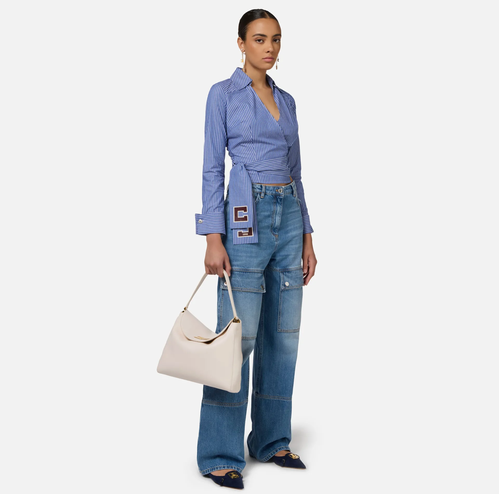 Elisabetta Franchi Jeans|Cotton cargo jeans LightBlue