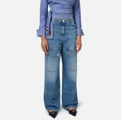Elisabetta Franchi Jeans|Cotton cargo jeans LightBlue