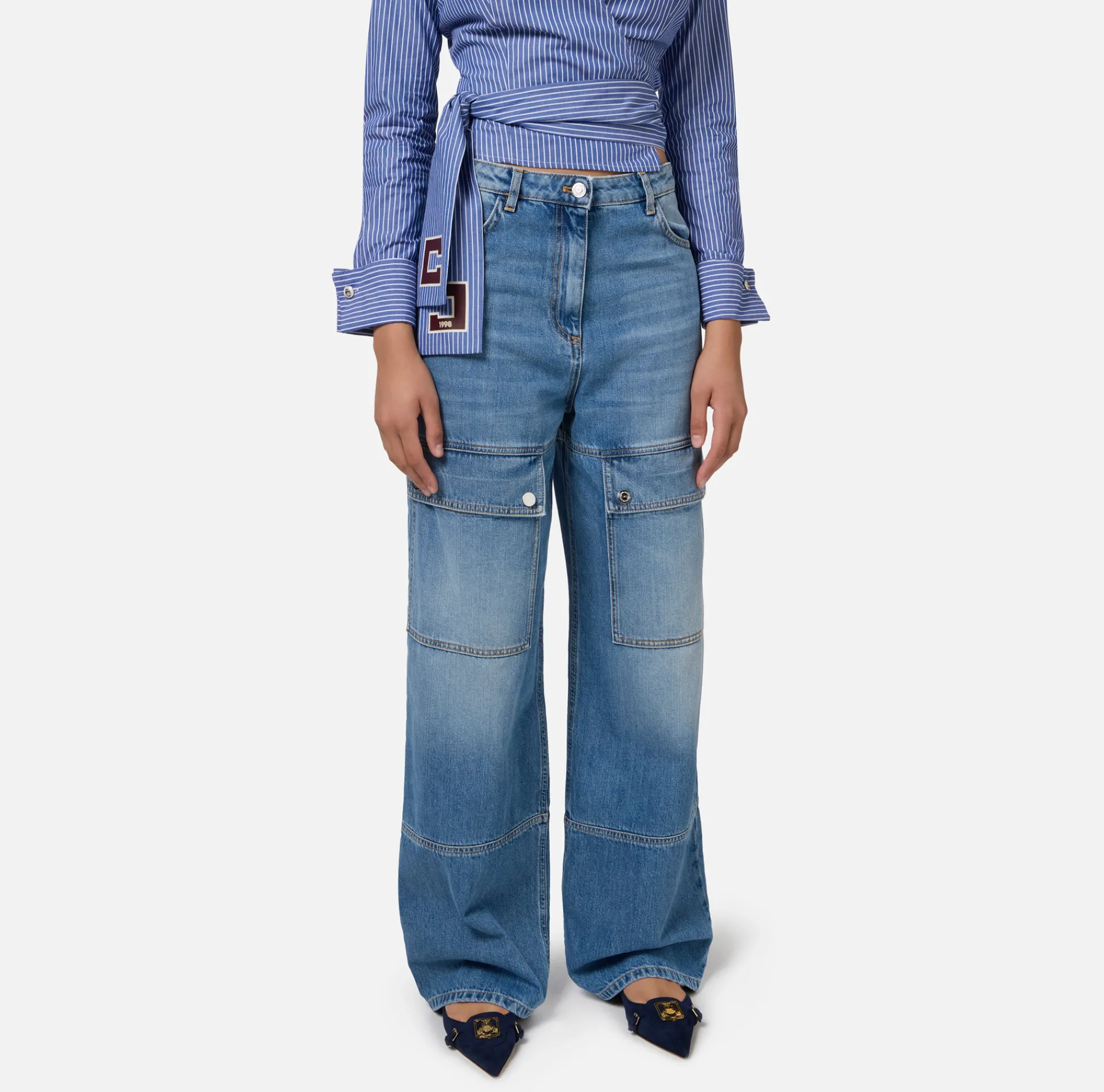 Elisabetta Franchi Jeans|Cotton cargo jeans LightBlue