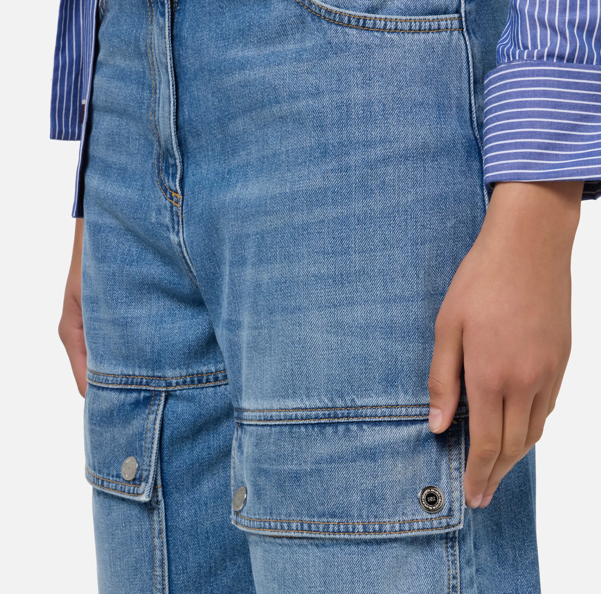 Elisabetta Franchi Jeans|Cotton cargo jeans LightBlue