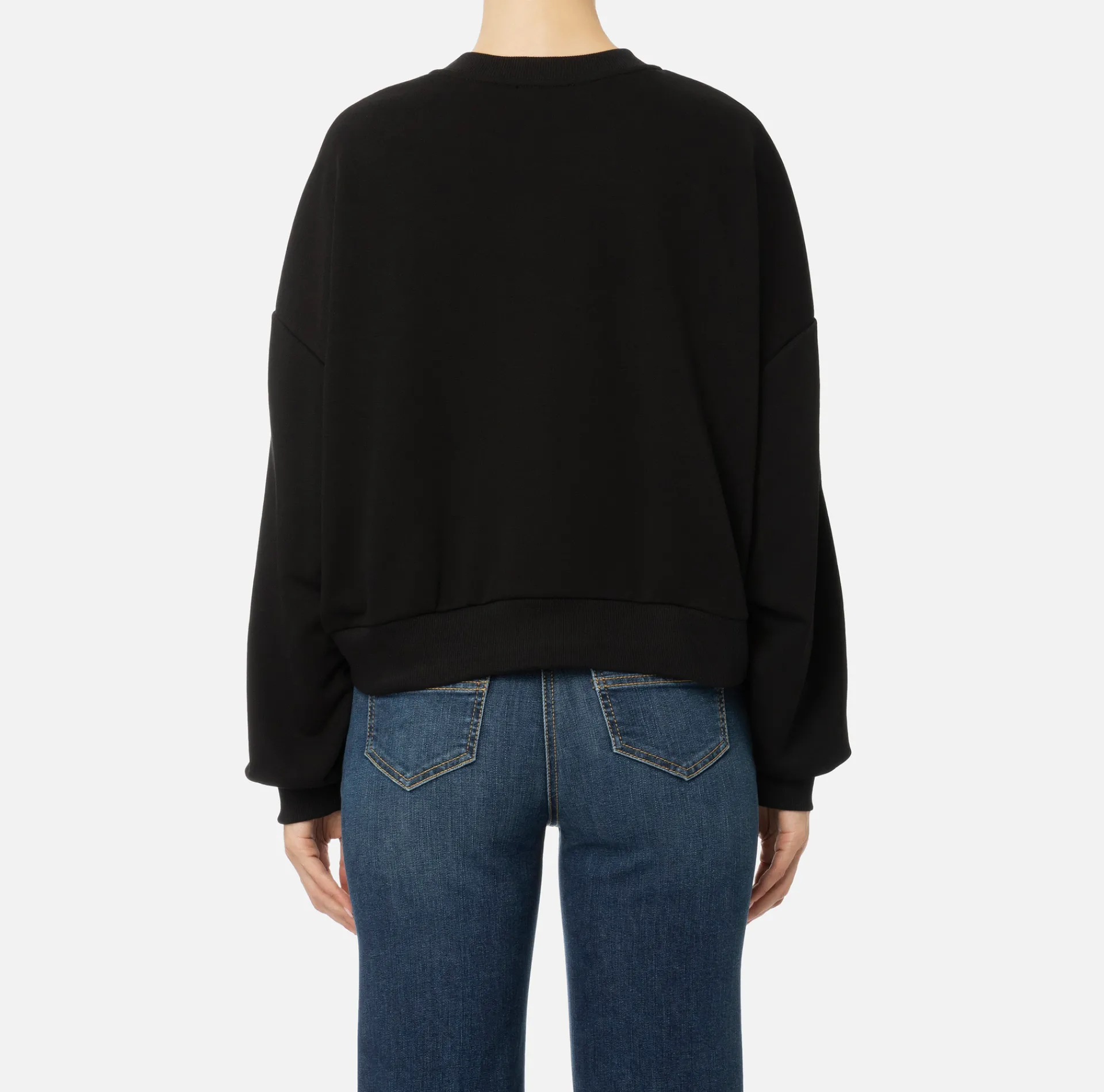 Elisabetta Franchi Knitwear And Sweatshirts|Cotton cropped sweatshirt with maxi logo Black