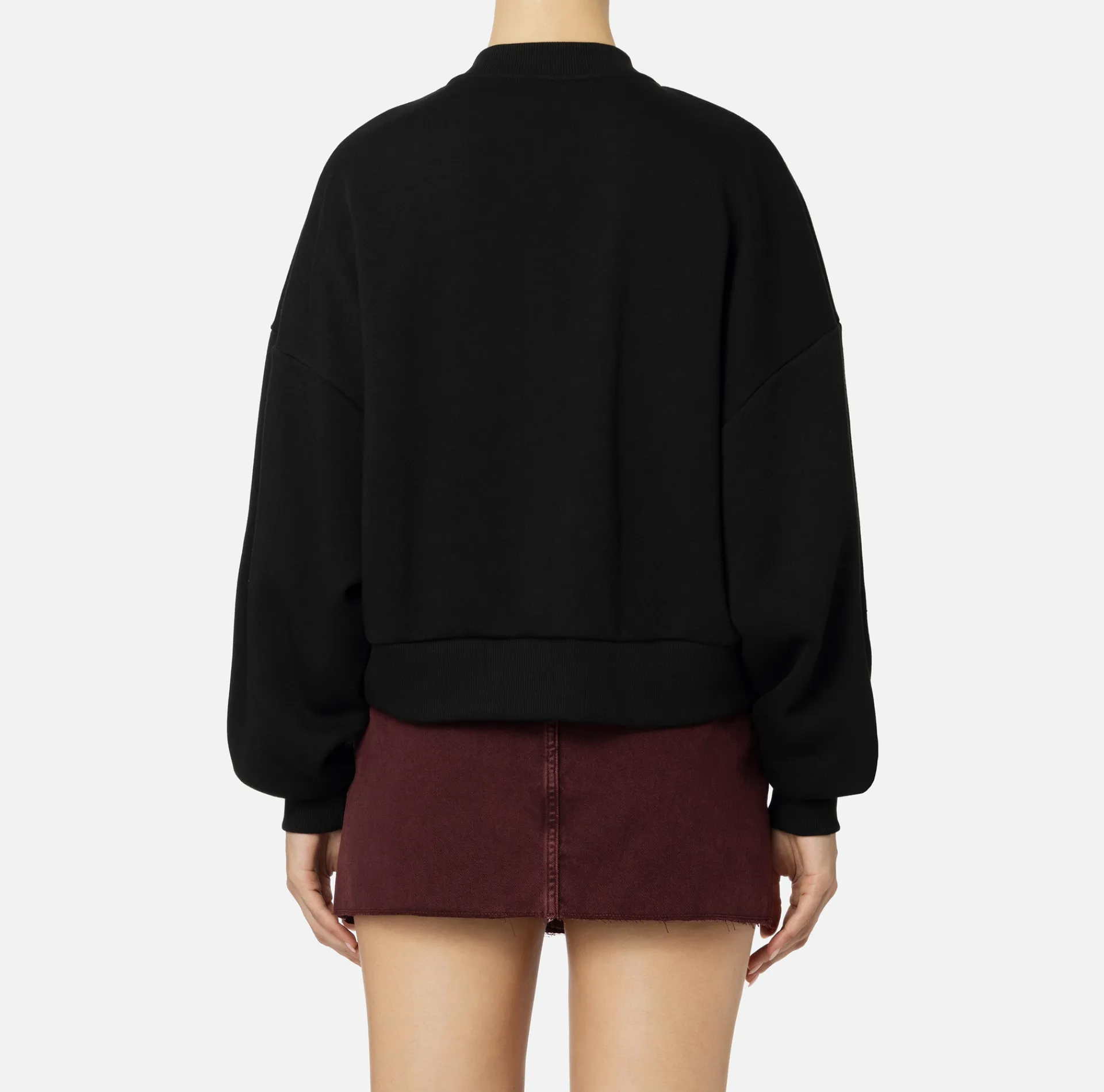 Elisabetta Franchi Knitwear And Sweatshirts|Cotton cropped sweatshirt with college logo Black