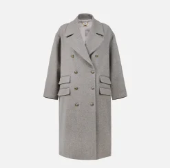 Elisabetta Franchi Coats And Jackets|Cotton double-breasted oversized coat Pearl