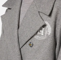 Elisabetta Franchi Coats And Jackets|Cotton double-breasted oversized coat with emblem