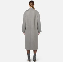 Elisabetta Franchi Coats And Jackets|Cotton double-breasted oversized coat with emblem