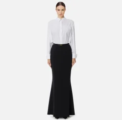 Elisabetta Franchi Shirts And Blouses|Cotton poplin shirt with gathers and logo emblem