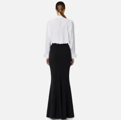 Elisabetta Franchi Shirts And Blouses|Cotton poplin shirt with gathers and logo emblem