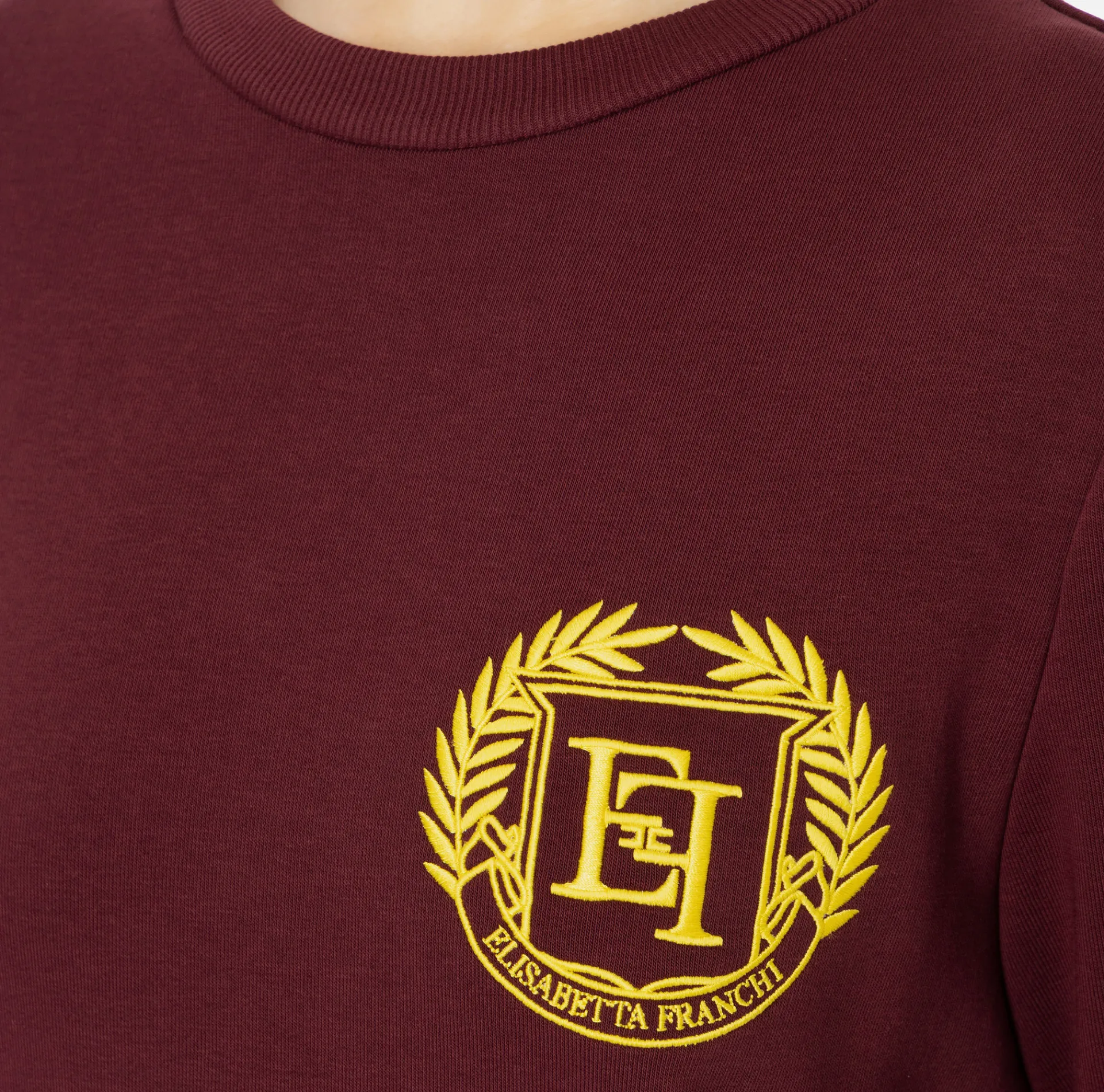 Elisabetta Franchi Knitwear And Sweatshirts|Cotton sweatshirt with emblem embroidery RougeNoir