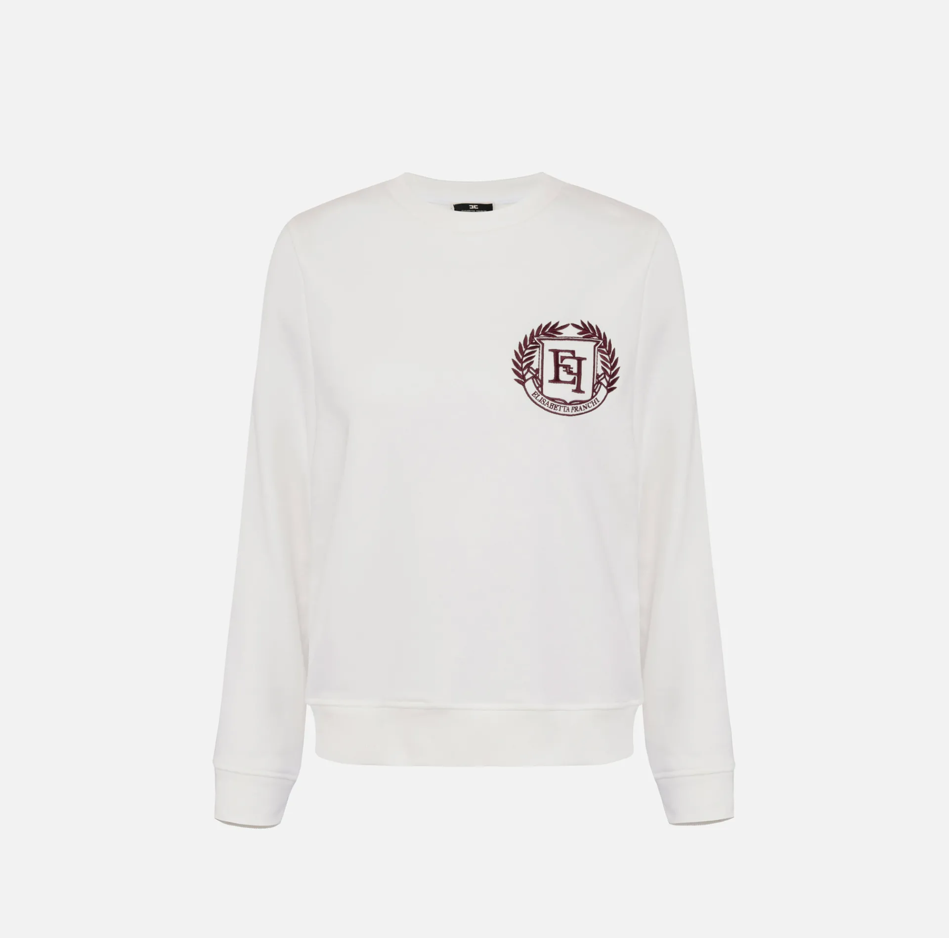 Elisabetta Franchi Knitwear And Sweatshirts|Cotton sweatshirt with emblem embroidery Ivory