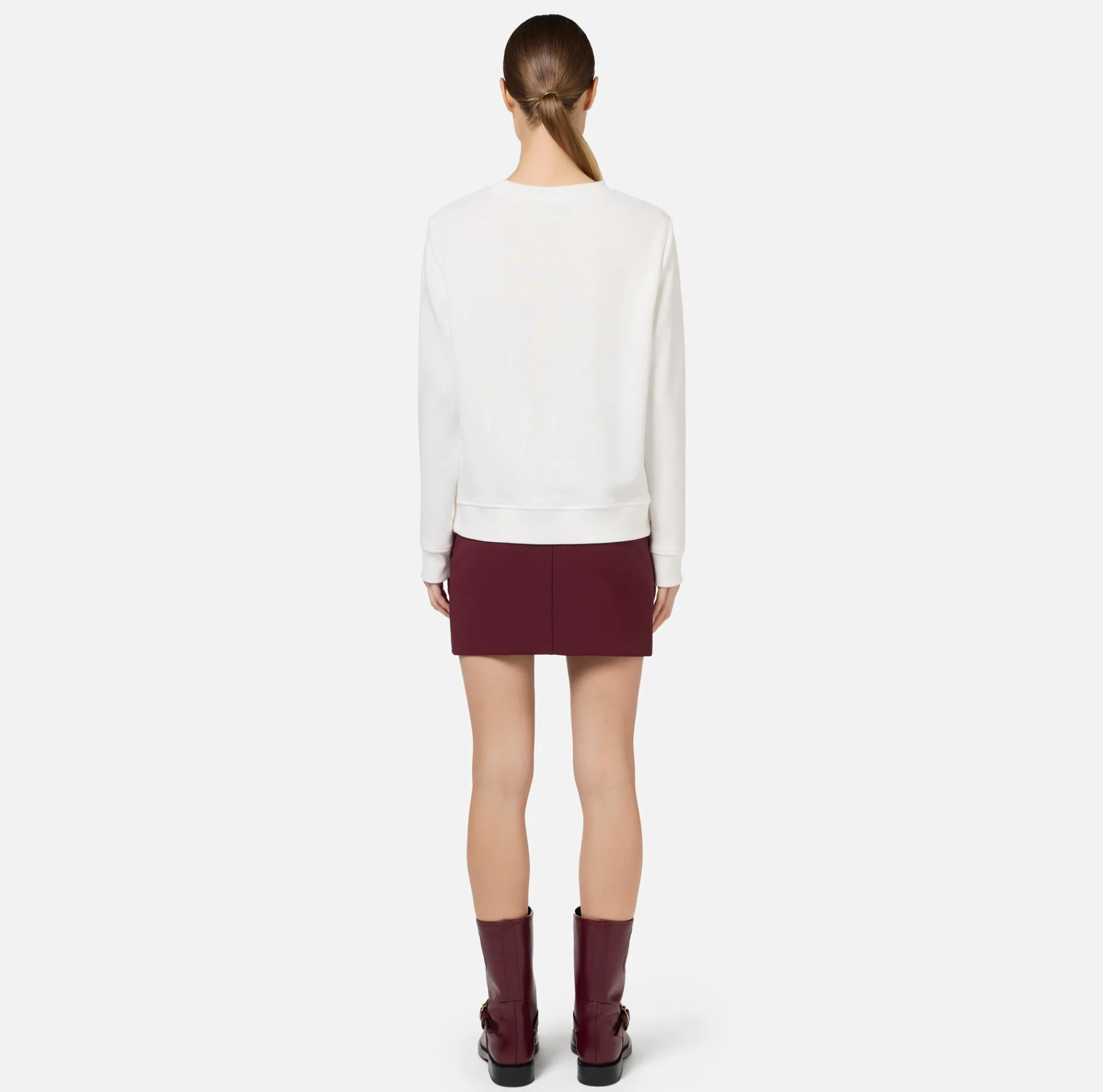 Elisabetta Franchi Knitwear And Sweatshirts|Cotton sweatshirt with emblem embroidery Ivory