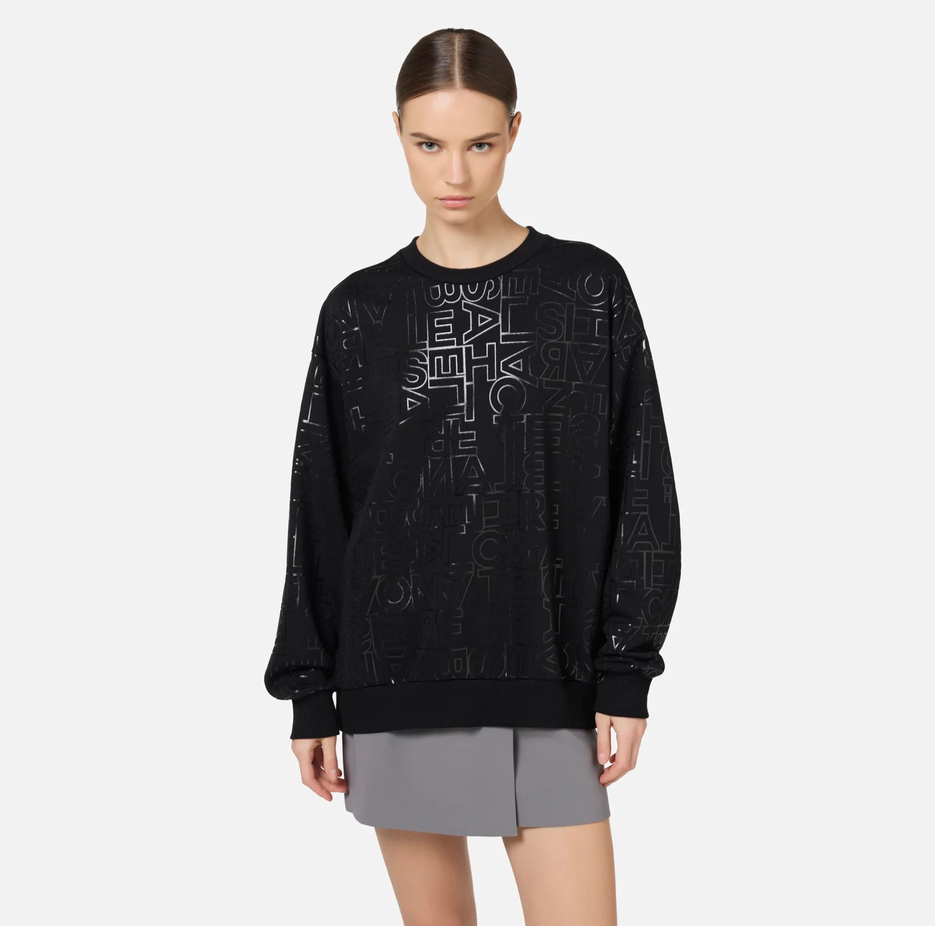 Elisabetta Franchi Knitwear And Sweatshirts|Cotton sweatshirt with lettering Black