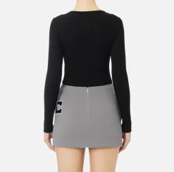 Elisabetta Franchi Knitwear And Sweatshirts|Crew neck shirt in narrow-ribbed lurex and viscose fabric Black