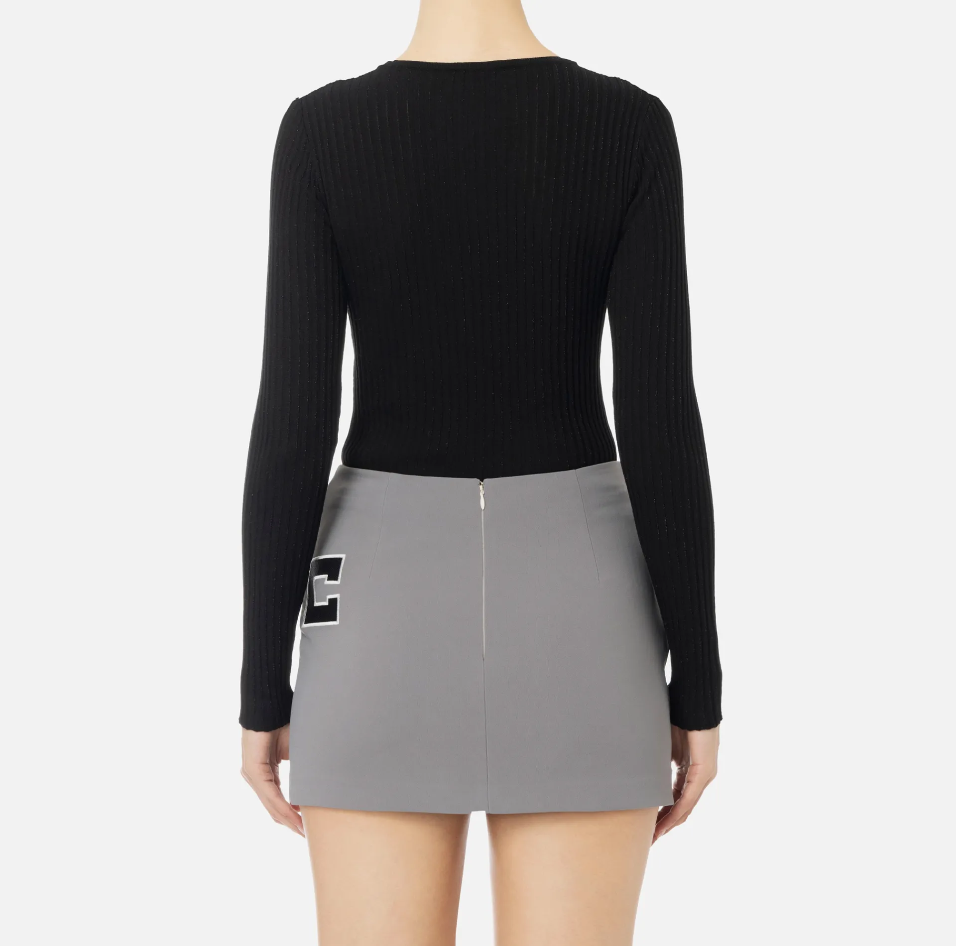 Elisabetta Franchi Knitwear And Sweatshirts|Crew neck shirt in narrow-ribbed lurex and viscose fabric Black