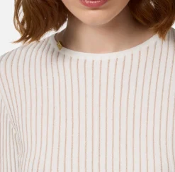 Elisabetta Franchi Knitwear And Sweatshirts|Crew neck shirt in narrow-ribbed lurex and viscose fabric Ivory