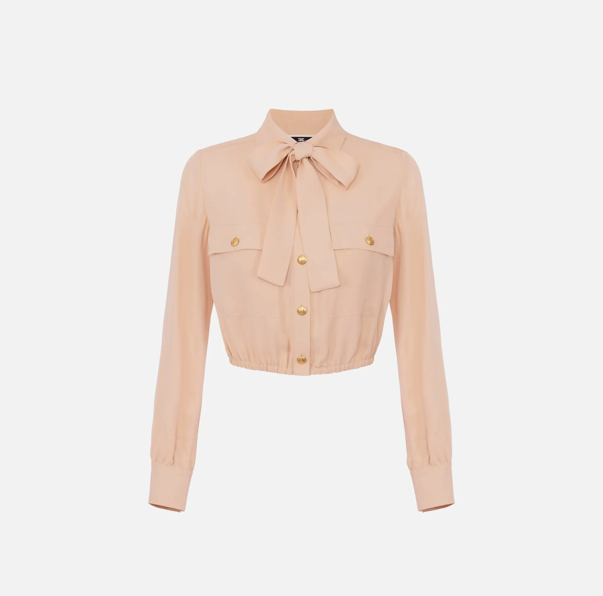 Elisabetta Franchi Shirts And Blouses|Cropped blouse in georgette fabric with foulard scarf neck