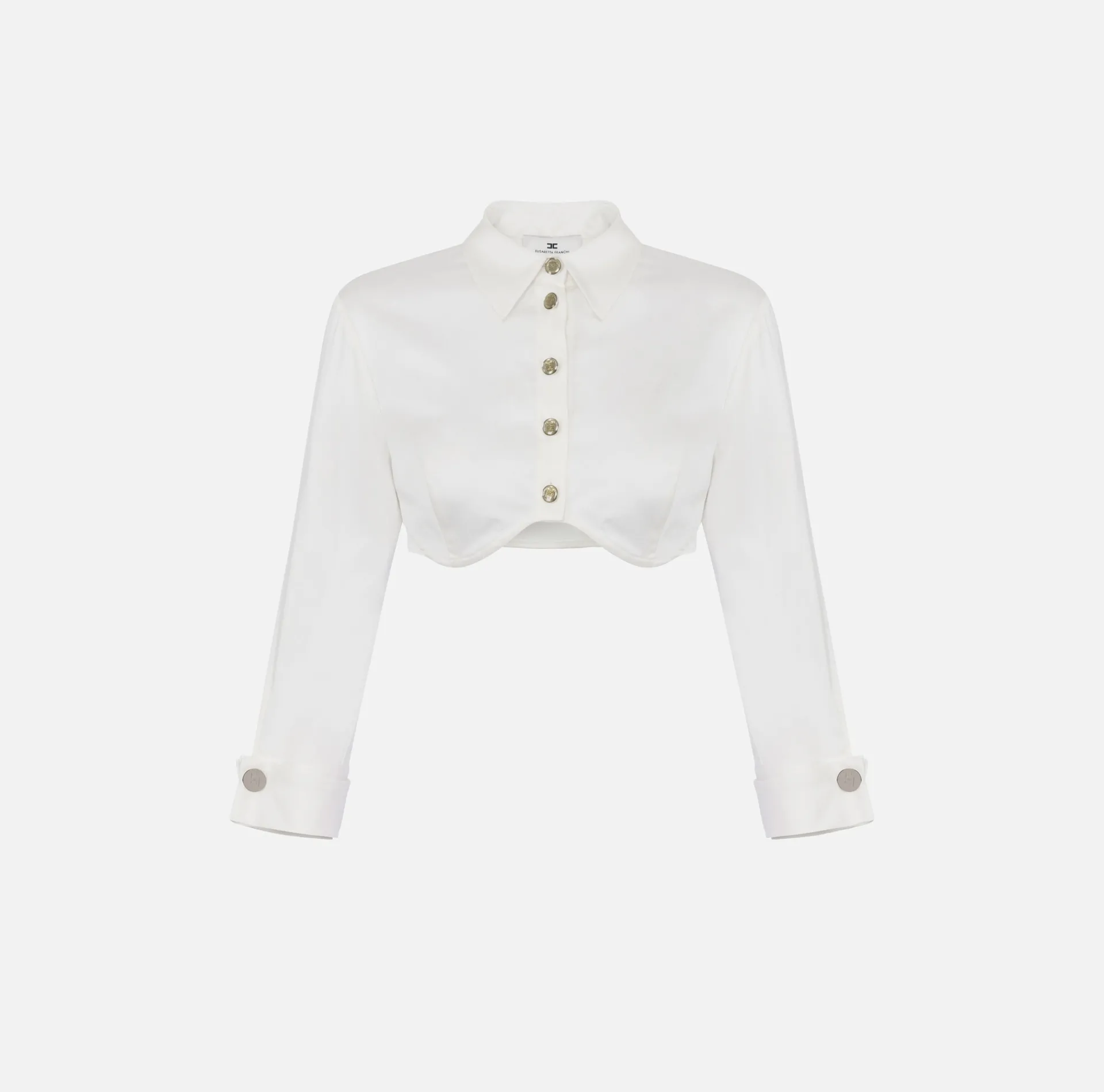 Elisabetta Franchi Shirts And Blouses|Cropped blouse in satin fabric with cup cut White