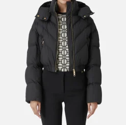 Elisabetta Franchi Coats And Jackets|Cropped down jacket in shiny nylon Black