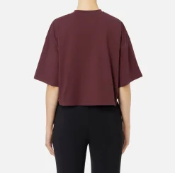 Elisabetta Franchi Top And T-Shirts|Cropped jersey T-shirt with logo RougeNoir