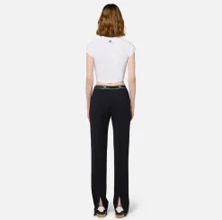 Elisabetta Franchi Top And T-Shirts|Cropped jersey T-shirt with zip Chalk