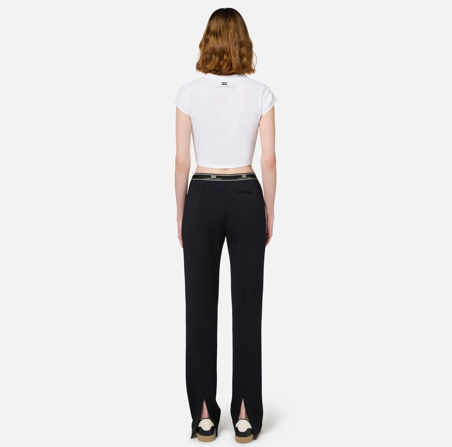 Elisabetta Franchi Top And T-Shirts|Cropped jersey T-shirt with zip Chalk