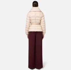 Elisabetta Franchi Coats And Jackets|Cropped nylon down jacket with wide collar Latex