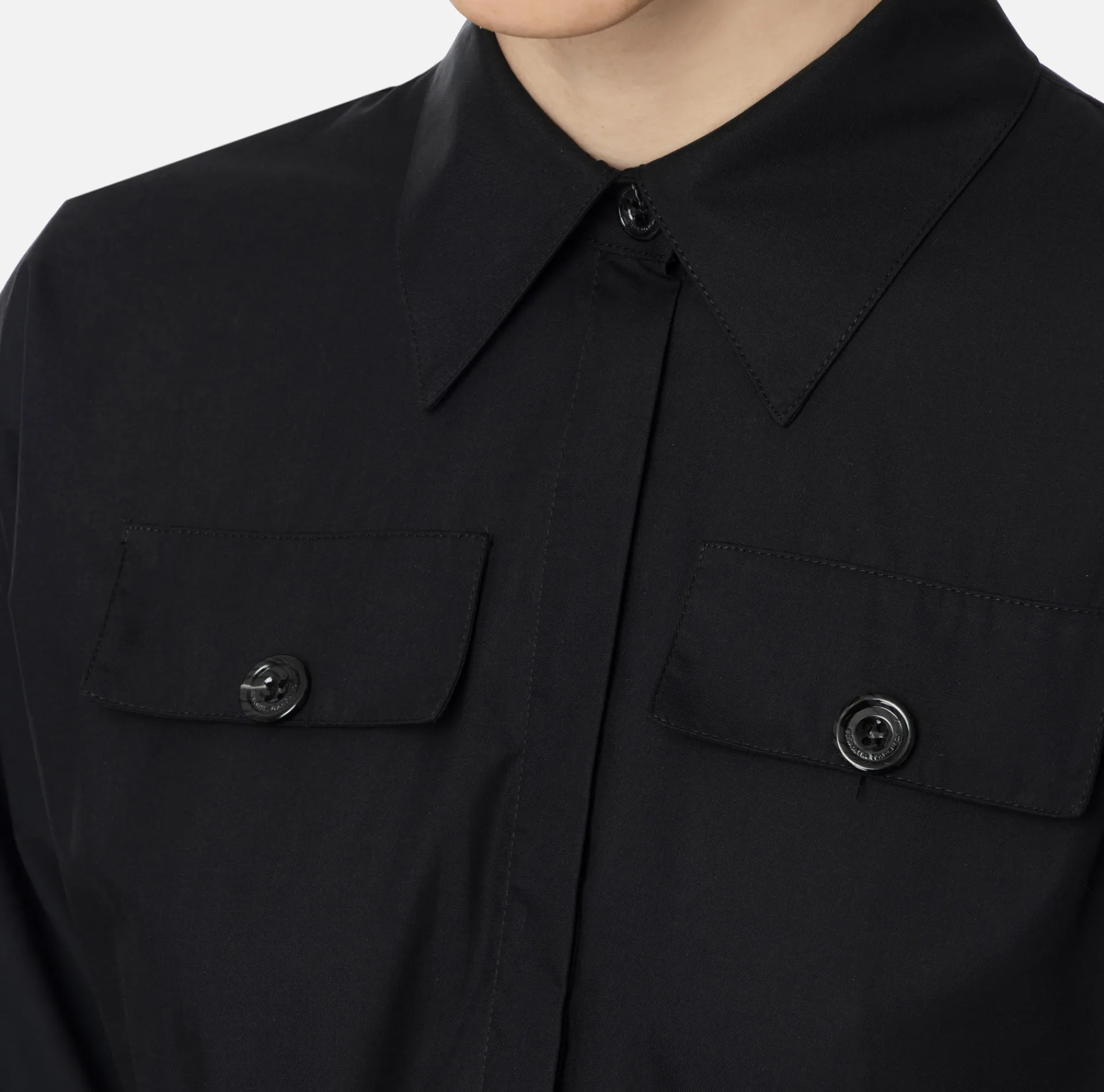 Elisabetta Franchi Shirts And Blouses|Cropped poplin shirt with waistband Black
